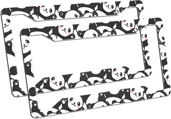 2 упаковки рамок для автомобильных номерных знаков, милая панда, милые медвежата, алюминиевые автомобильные аксессуары с 4 отверстиями и винтами 12x6 дюймов