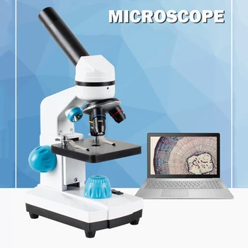 2000-кратный биологический микроскоп, профессиональный портативный микроскоп, двойная система освещения с держателем для смартфона для студентов и взрослых
