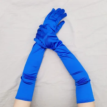2023 Женская вечеринка с удлиненными атласными эластичными перчатками из чистого атласа, модные перчатки для косплея в стиле ретро, женские перчатки для мероприятий, Свадебные перчатки