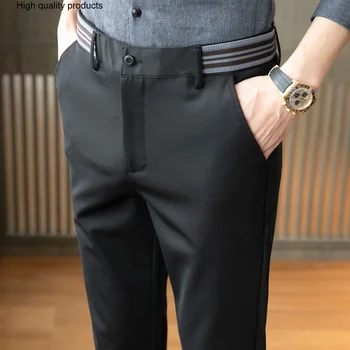 2023 Мужские костюмные брюки, повседневные офисные хлопчатобумажные брюки высокого качества, деловые для свадебной вечеринки, платья для светской жизни, Размеры 28-36