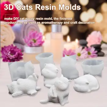 3D Формы для кошек из смолы, Форма для литья смолы, Прозрачная Эпоксидно-силиконовая Форма для поделок из смолы