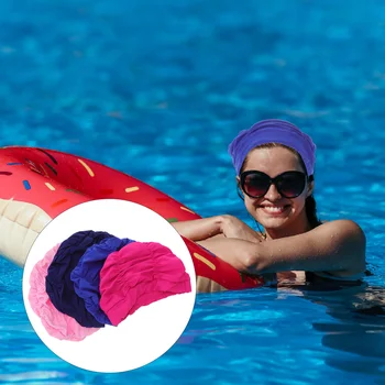4 шт Рабочая шляпа Водонепроницаемые шапочки для плавания Силиконовые Спортивные Эластичные Плавательные плиссированные Взрослые Нейлон Мужчины Женщины Девушки