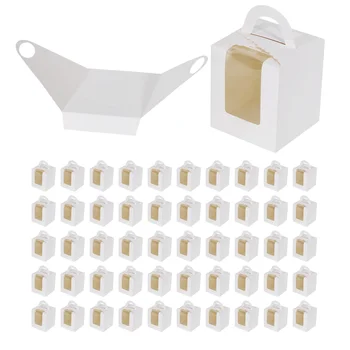 50 шт. одиночных коробок для кексов Белые индивидуальные держатели для кексов с окошками для упаковки выпечки