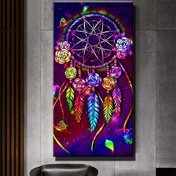 5d Фиолетовый фэнтезийный Ловец снов Полная алмазная мозаика Вышивка Алмазная живопись Вышивка крестом Горный хрусталь Картина Декор большого размера