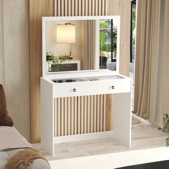Ember Interiors Carly Современный туалетный столик, окрашенный в белый цвет, для спальни