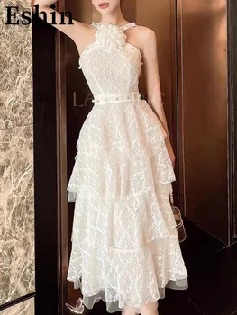 Eshin Bead Wedding 2023 Летнее праздничное платье с эластичным поясом, Кружевная одежда без рукавов в стиле пэчворк с вырезом на шее, Элегантная мода TH4353