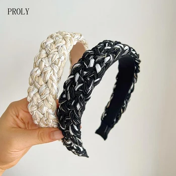 PROLY, новый модный головной убор для женщин, плетеный тюрбан ручной работы, боковая лента для волос шириной 3,5 см, дорожные аксессуары для волос, повязка на голову