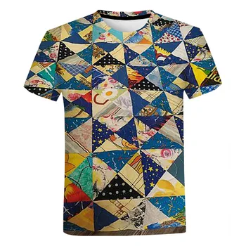 Ropa Цветная 3D-печать в стиле пэчворк, винтажная мужская футболка оверсайз с круглым вырезом, повседневная футболка с длинным рукавом, модный пуловер, мужская одежда