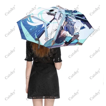 Scaramouche (Genshin Impact) Зонт от дождя Женский Автоматический зонт с тремя складывающимися солнцезащитными зонтиками Мужской портативный зонтик