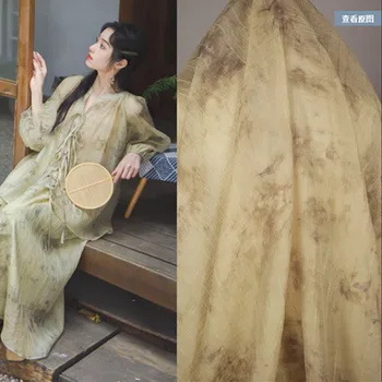 Senior Feeling China Wind Plant Tie Dye, цифровая печать, Небесно-шелковая ткань для ткани Cheongsam Han T2020