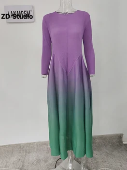 [ZD Studio] Макси плиссированное платье с градиентными складками и длинными рукавами, Элегантные платья для женщин 2023 года, новая летняя роскошная одежда для вечеринок