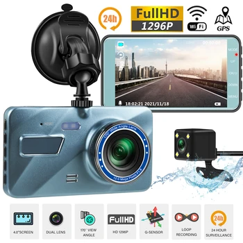 Автомобильный Видеорегистратор WiFi Full HD 1080P Dash Cam Камера Заднего Вида Автомобильный Видеомагнитофон Ночного Видения Auto Dashcam Камера GPS Трекер Черный Ящик