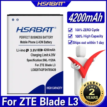 Аккумулятор мобильного телефона большой емкости HSABAT 4200mAh LI3820T43P3H785439 для ZTE Blade L3
