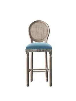 Американский барный стул из массива дерева, антикварный барный стул, бытовой европейский барный стул с ретро спинкой, высокий стул на стойке регистрации