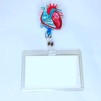 Анатомическая схема сердца, Выдвижная катушка для бейджа С кожаной кисточкой, держатель бейджа телеметрической кардиологической медсестры, технический уход