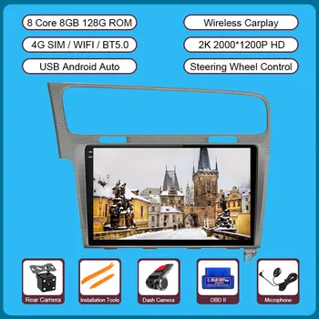 Беспроводная 4G SIM-карта Carplay Android Auto Radio для VW Golf 7 2013-2017 Автомобильный мультимедийный плеер GPS-навигация Голосовое управление с искусственным интеллектом