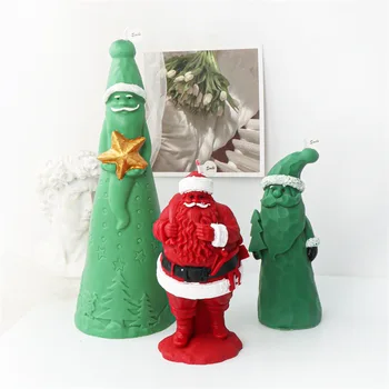 Большая силиконовая форма Санта-Клауса для свечей ручной работы, гипсовое мыло, Эпоксидная смола, Шоколадное украшение, гипсовый лед, форма для выпечки своими руками