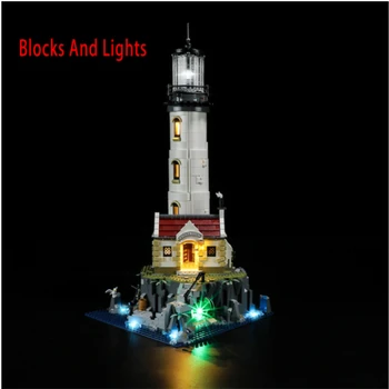 В наличии 21335 Электрический маяк с подсветкой, модель строительного блока, Моторизованные кирпичи, игрушки для сборки, Рождественские подарки для детей