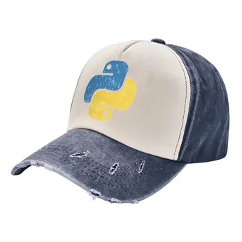 Винтажная бейсболка Python, Винтажная потертая джинсовая ткань, Потертая кепка программиста разработчика Snapback, Регулируемая кепка-кепка