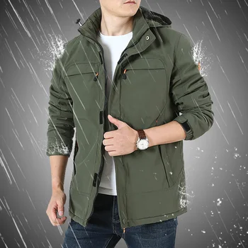 Военная уличная куртка, мужские водонепроницаемые пальто, 2023, Ветрозащитная куртка-ветровка с капюшоном, мужская однотонная армейская куртка-бомбер на молнии