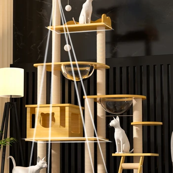 Встроенная когтеточка для кошек, платформа для прыжков из цельного дерева, космическая капсула Tianzhu, домашнее животное, все товары