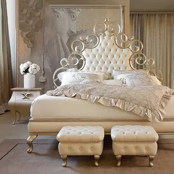 высококачественная кровать из массива дерева, роскошная одноместная двуспальная кровать с резьбой из массива дерева, полая кровать принцессы, мягкая кровать из французской ткани