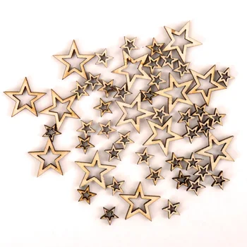 Деревянные Пустотелые украшения в форме звезды Для скрапбукинга Ручной работы Аксессуары для домашнего Свадебного оформления DIY 10-20 мм 50 шт.