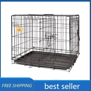 Домашние животные / собаки / ящики для собак KennelMaster, двухдверный складной проволочный ящик для собак, черный, маленький, 30 