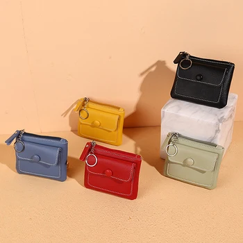 Женская маленькая сумка-портмоне, кошелек для мелочи, сумки для денег на молнии, детские мини-кошельки, кожаный брелок-клатч.