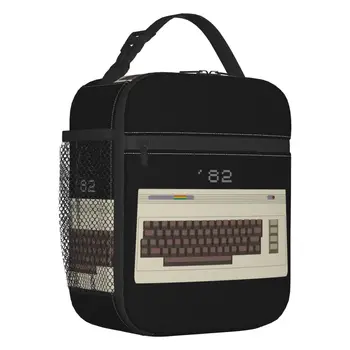 Женская сумка для ланча Commodore 64 с термоизоляцией, компьютер C64 Amiga, Портативная сумка для ланча для кемпинга на открытом воздухе, Многофункциональная коробка для еды