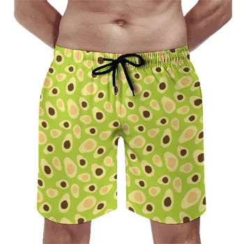 Зеленые Пляжные шорты с Авокадо, Повседневные пляжные шорты с милым фруктовым принтом, мужские Быстросохнущие Пляжные плавки на заказ, Идея подарка