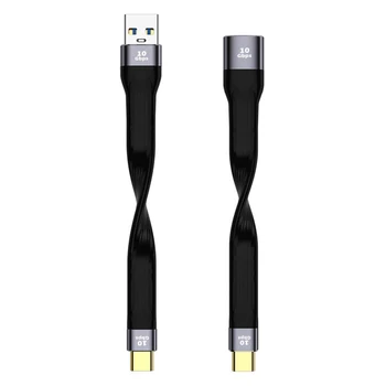 Кабель USB от мужчины / женщины до типа C Короткий гибкий провод зарядного устройства для мобильного телефона Android