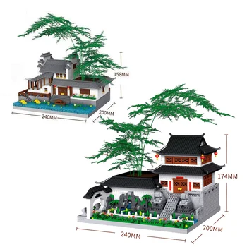 Китайская архитектура, микроалмазный блок, напоминающий Цзяннаньский строительный кирпич, контейнер для ручек бонсай, Нанобрик, развивающие игрушки в подарок