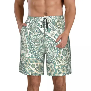 Летние мужские шорты с 3D принтом Пейсли, Пляжные гавайские домашние шорты на шнурке в стиле досуга
