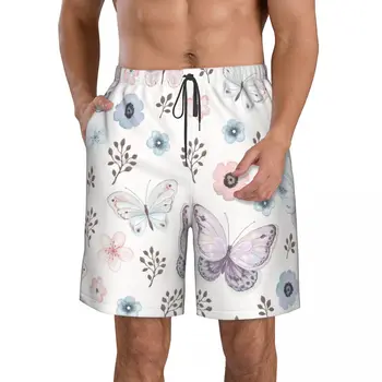 Летние мужские шорты с 3D-принтом в виде бабочки, пляжные гавайские домашние шорты на шнурке для отдыха