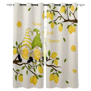 Летний Лимонный гном с лимонным деревом Оконные шторы для гостиной, домашнего декора спальни, кухонных штор, современных штор для балкона