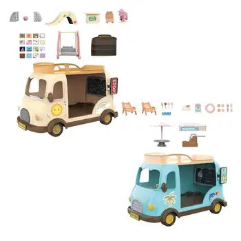 Миниатюрный автобус и набор мебели Imagination Toys Аксессуары для кукольного домика