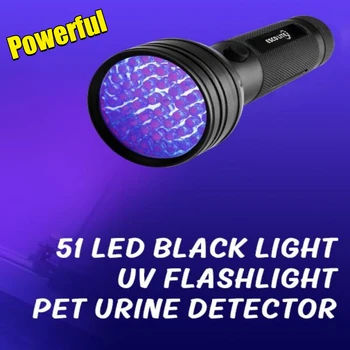 Мощный УФ-Фонарик 395nm 51 LED Black Light Torch Бытовой Перезаряжаемый Чистящий Детектор Для Обнаружения Мочи Домашних Животных УФ-Лампа