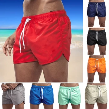 Мужские купальники, короткие быстросохнущие пляжные шорты, сексуальный купальник, Летние плавки для купания, Повседневные брюки для серфинга, короткие шорты
