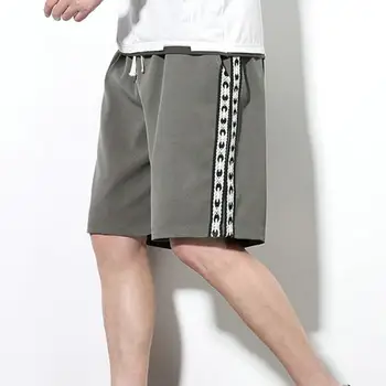 Мужские летние шорты с эластичным шнурком на талии, карман со стрелкой, декор для прямых упражнений, пляжные шорты, спортивные шорты, мужская одежда