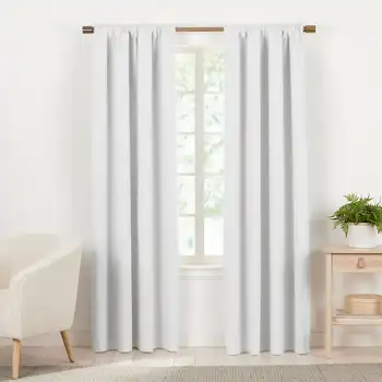 На подкладке из многослойного органического хлопка, Затемняющий стержень для комнаты, пара карманных штор для окон, белый 48 x 108