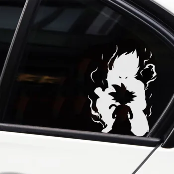 Наклейка на окно с черной тенью персонажа аниме Дракона Гоку, виниловая наклейка на автомобиль с сердитым персонажем аниме