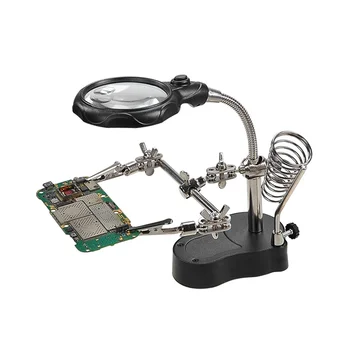 Настольный кронштейн для паяльника со сварочной лупой, Стол для инструментов для обслуживания цифрового оборудования со светодиодной лампой
