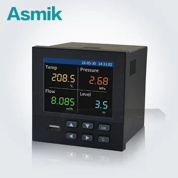 Настраиваемый Asmik 6-канальный цветной безбумажный регистратор температуры с универсальным входом