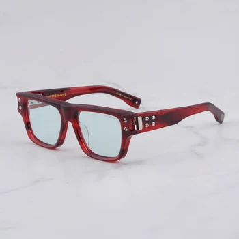 Негабаритные Квадратные солнцезащитные очки для Хай-стрит, мужские оттенки DTS418, Лето 2023, Полосатые красные Ацетатные солнечные очки ручной работы для мужчин