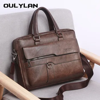 Новая мужская кожаная сумка, деловая мужская сумка, дорожная сумка, рюкзак для ноутбука, портфель-мессенджер для документов формата А4