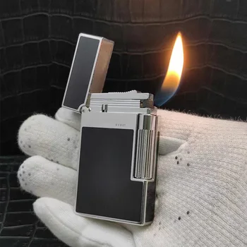 Новая роскошная газовая зажигалка для сигар Ligne 2 с косым пламенем, мужская Бутановая зажигалка для курения, яркий звук, латунный корпус