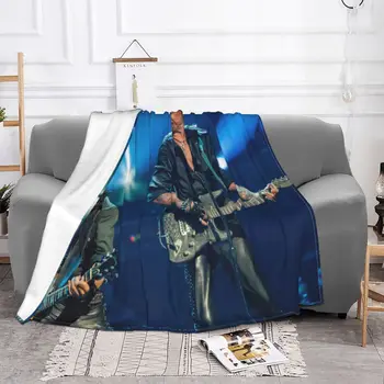 Одеяло Johnny Hallyday с защитой от скатывания, Коралловый флис, плюшевый принт Singer Star, Портативные теплые одеяла для кровати, автомобильный коврик
