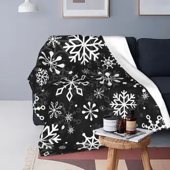 Одеяло с рождественскими снежинками, бархатное украшение, дышащие легкие одеяла для кровати, коврик для спальни, кусок коврика