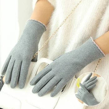 Однотонные Мягкие Плюшевые Зимние Теплые Женские перчатки JK Корейские перчатки с сенсорным экраном с полными пальцами для катания на лыжах на открытом воздухе, теплые Варежки для рук